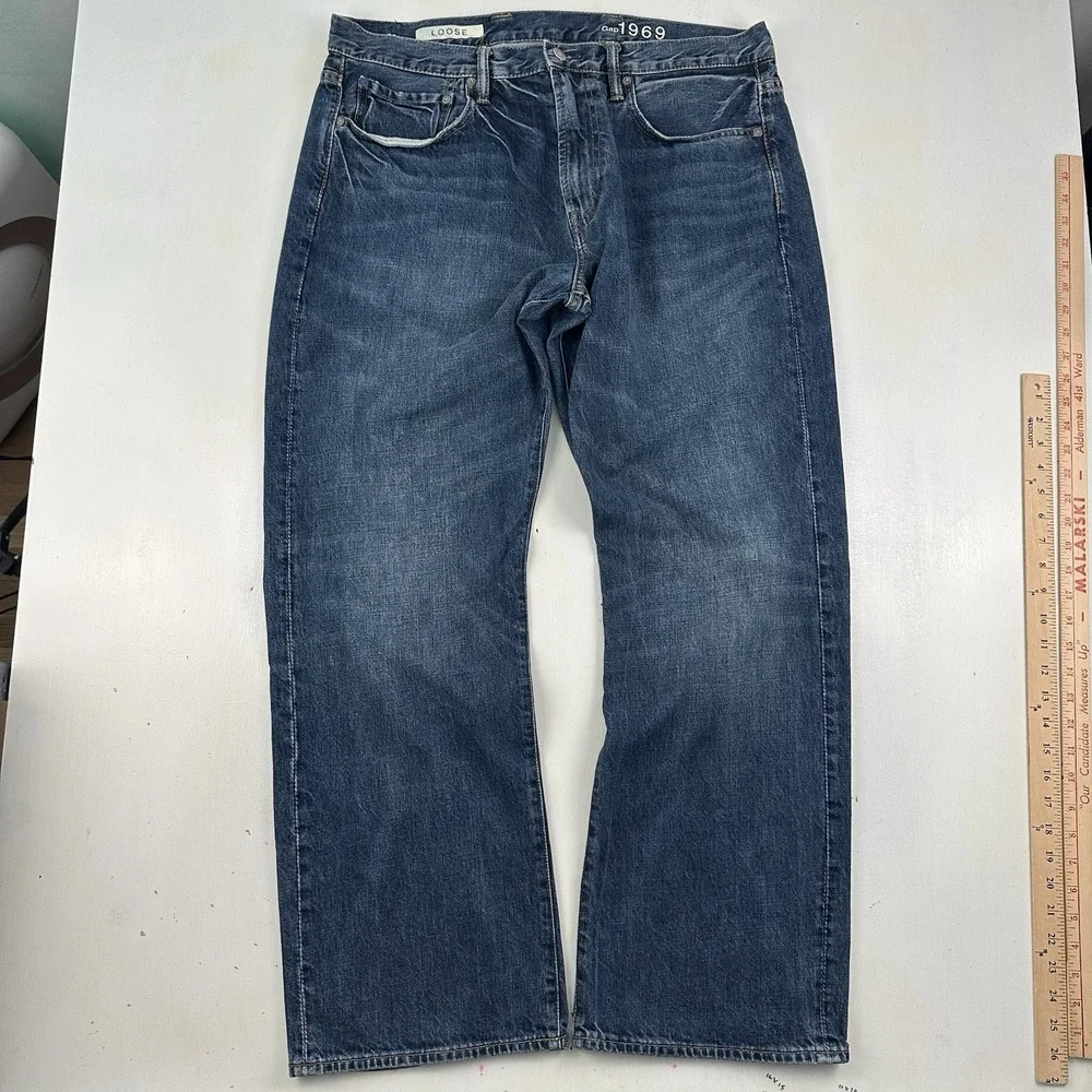 Y2K Gap 1969‎ Loose Fit Jeans Mens 36x32 Blue Denim Baggy Wide Leg Grunge Skater
